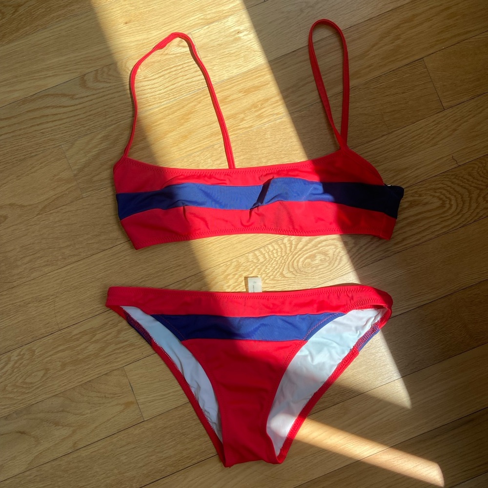 SOLID & STRIPED Red and Navy Stripe Bikini
